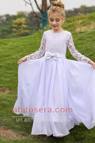 Vestito da fiore ragazza Pizzo Senza maniche Semplici Chiffon - Pagina 4