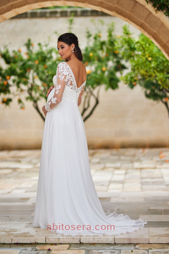 Abito da sposa Maniche lunghe Perline Elegante Sala Premaman Lungo - Pagina 2