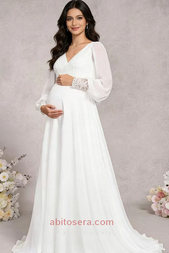 Abito da nozze Premaman Drappeggiato Impero Elegante Spazzare treno - Pagina 1