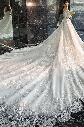 Vestito da sposa Maniche corte Vintage All Aperto Treno reale - Pagina 5