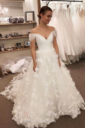 Abito da sposa Vita naturale Tulle A Linea Senza maniche Medio - Pagina 1