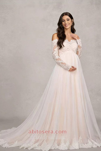 Abito da sposa Maniche lunghe Vita alta Vita dell'Impero lussi - Pagina 3