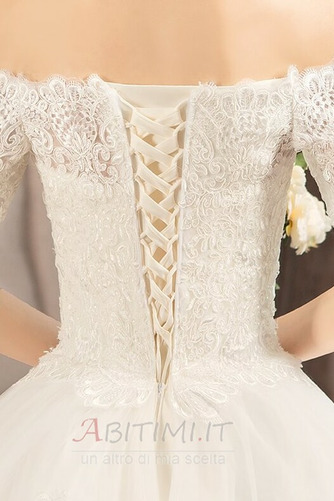 Abito da sposa Pizzo Allacciare A-line Triangolo invertito Maniche mezze - Pagina 6