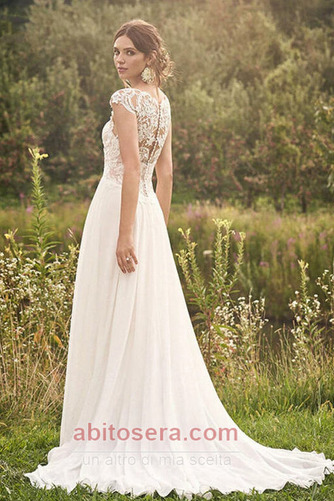 Abito da nozze Elegante Lunghezza piano Pizzo Chiffon Scollo a v - Pagina 2