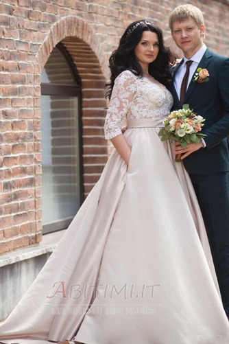 Vestito da sposa Coda a Strascico Cappella A-line Satin Pulsante - Pagina 1