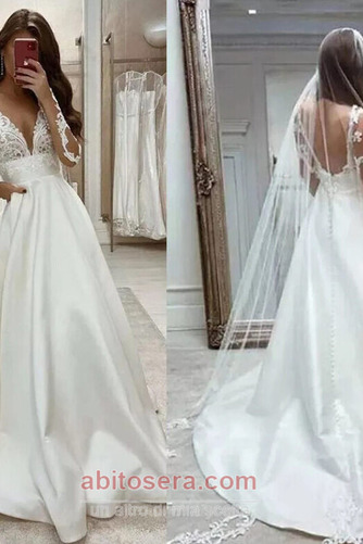 Vestito da sposa Semplici Profondo scollo a v Scollo a v Maniche lunghe - Pagina 2