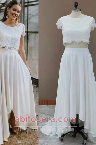 Abito da sposa Asimmetrico Vita naturale Alto coperto Maniche corte - Pagina 5