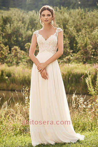 Abito da nozze Elegante Lunghezza piano Pizzo Chiffon Scollo a v - Pagina 1