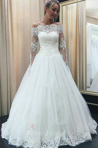 Vestito da sposa Maniche lunghe Chiesa Pavimento Pizzo Classico - Pagina 1