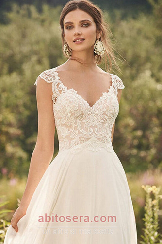 Abito da nozze Elegante Lunghezza piano Pizzo Chiffon Scollo a v - Pagina 3