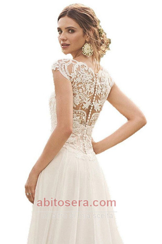 Abito da nozze Elegante Lunghezza piano Pizzo Chiffon Scollo a v - Pagina 4