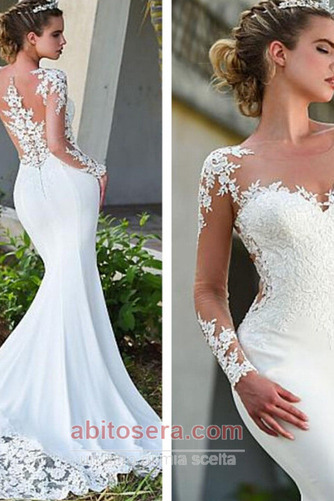 Vestito da sposa Maniche lunghe Lungo Sirena Maniche illusione - Pagina 1